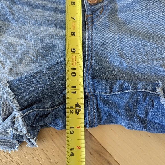 J. Crew High Rise Short Denim Button Fly Distressed Raw Hem 4" Inseam - Picture 6 of 12